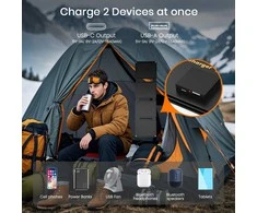 FlexSolar sulankstomas nešiojamas saulės panelis 30 W, USB-C, USB-A, IP67, greitas įkrovimas, E30pro