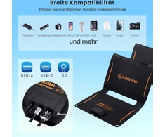 FlexSolar sulankstomas saulės įkroviklis 40 W USB-C PD, USB-A QC 3.0, IP67 E40