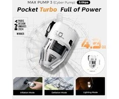FLEXTAILGEAR nešiojama elektrinė oro pompa su apšvietimu, 15 W, 5,0 kPa, USB įkrovimas, MP3G650-WT