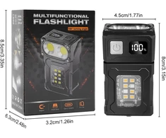 flintronic mini LED žibintuvėlis EDC, USB-C įkraunamas, COB magnetinis, 300 lm, juodas
