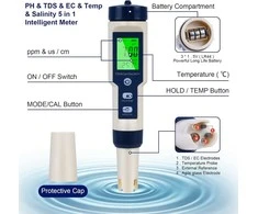 Flintronic pH testeris 5-in-1 su LCD ekranu, vandens kokybės matuoklis TDS/EC/zasolenimui/temperatūrai, LEU-3150478