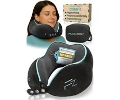 FLOWZOOM kelioninė kaklo pagalvė su 360° atrama, atminties putų užpildu, juoda, COMFY L - BK1