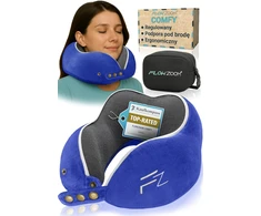 FLOWZOOM kelioninė kaklo pagalvė su atminties putų užpildu, reguliuojamas 360° palaikymas, nuimamas pliušinis užvalkalas, Comfy L - NB1 modelis
