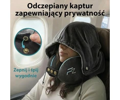 FLOWZOOM kelioninė pagalvė su atsegamu gobtuvu, memory putų užpildu, reguliuojama, juoda
