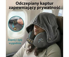 FLOWZOOM kelioninė pagalvė su memory putų užpildu, reguliuojamu gobtuvu ir nuimamu užvalkalu, COMFY Hood L - GY1