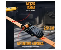 FORTEM transportavimo diržai su sagtimi, 748 kg, ilgis 4,57 m, rinkinys 4 vnt., FRTM-RTDS