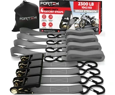 FORTEM transportavimo diržų rinkinys, 4 vnt, su griebtukais, 1043 kg, ilgis 4,57 m, S formos kabliai