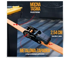 Fortem transportavimo diržų rinkinys su įtempikliu, 1043 kg, 4,57 m, S formos kabliais, FRTM-RTDS-2300