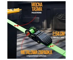 FORTEM transportavimo diržų rinkinys su griebtuvu, 748 kg apkrova, 4 vnt., 4,6 m, su kabliukais
