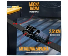 FORTEM transportavimo diržų rinkinys su 1043 kg apkrova, 460 cm ilgio, S-kablių sistema, FRTM-RTDS-2300