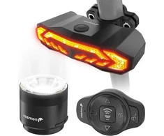 Fosmon dviračio šviesų komplektas su galine ir priekine šviesa, 110 dB signalu, USB-C įkrovimu, 6 režimais, 1500 mAh akumuliatoriumi, 51143HOMFX