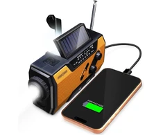 FosPower nešiojamasis avarinis radijas su saulės baterija, rankiniu generatoriumi ir 2000 mAh FOSPWB-2376