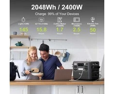 FOSSiBOT nešiojama elektros stotelė 2048Wh 2400W LiFePO4 UPS, 13 jungčių, F2400