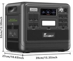 FOSSiBOT nešiojama elektros stotis 2400 W 2048 Wh LiFePO4 su AC išėjimais F2400