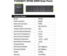 FOSSiBOT saulės panelė 200 W, monokristalinis, sulankstomas, MC4 jungtis, SP200