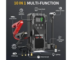 FOWAWU automobilinis užvedimo įrenginys su kompresoriumi 8000 A, 26800 mAh, 160 PSI, F808