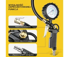 Frogetu padangų slėgio matuoklis su lanksčia žarna, 0–16 bar, YLB-YXC