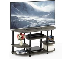 Furinno kampinė televizoriaus spintelė, 5 lentynų, 106,7 × 57,4 × 39,4 cm, dąb / juoda, 15116GYW/BK