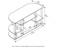 Furinno kampinė televizoriaus spintelė, 5 lentynų, 106,7 × 57,4 × 39,4 cm, dąb / juoda, 15116GYW/BK