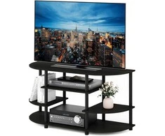 Furinno kampinė TV spintelė, medžio ir plastiko konstrukcija, 106,7 × 57,4 × 39,4 cm, espresso/juoda, 15116EX