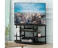 Furinno kampinė TV spintelė, medžio ir plastiko konstrukcija, 106,7 × 57,4 × 39,4 cm, espresso/juoda, 15116EX