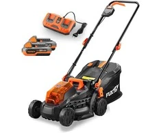 Fuxtec akumuliatorinė vejapjovė 40V 33 cm pjovimo plotis su 2x20V 2Ah ličio jonų akumuliatoriais ir dviguba įkrovimo stotimi FX-E1RM20-SET