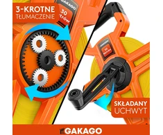 Gakago 30 m matavimo juosta su 3:1 pavaros mechanizmu ir svirtiniu fiksatoriumi
