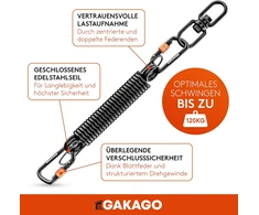Gakago pakabinamo krėslo spyruoklė su 360° sukamuoju šarnyru, 50–120 kg, Schwingfeder Hängesessel
