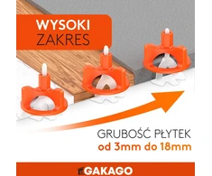 Gakago plytelių lyginimo sistema 300 dalių, 2 mm siūlėms, 3–18 mm plytelėms