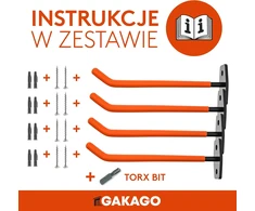 Gakago sieninis automobilių padangų ir ratlankių laikiklis, 4 vnt., iki 40 kg, Reifen Wandhalterung