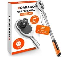 Gakago teleskopinis 1/2 col. reketinis raktas iki 60 cm, 72 dantų, 615 Nm Teleskop Knarre_450-600