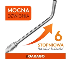 Gakago teleskopinis ratų veržlių raktas su 17/19 ir 21/23 mm galvutėmis