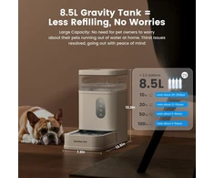 Gardner Pet automatinis gravitacinis vandens dozatorius augintiniams, 8,5 l talpa, nerūdijančio plieno dubuo