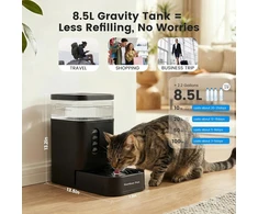 Gardner Pet automatinis gravitacinis vandens dozatorius šunims ir katėms, nerūdijančio plieno dubuo, 8,5 l