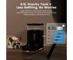 Gardner Pet automatinis vandens dozatorius augintiniams, nerūdijančio plieno dubuo, 8,5 l, juodas