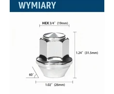 GAsupply uždaros ratų veržlės M12 x 1.5, rakto dydis 19 mm, 20 vnt., 303B20