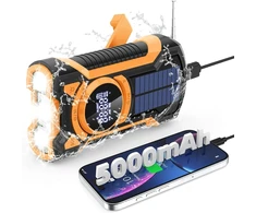 Gemmac avarinis radijas su rankiniu generatoriumi, Bluetooth, 5000 mAh, IPX5 EM03