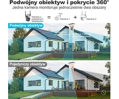 GENBOLT išorinė IP kamera su dvigubu objektyvu, 360° stebėjimu, Wi-Fi 2.4/5 GHz, spalvotu naktiniu matymu, modelis GB201HG
