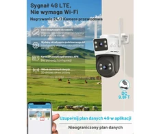 GENBOLT lauko 4G LTE vaizdo stebėjimo kamera su dvigubu objektyvu, PoE, IP66, GB201HN-4G