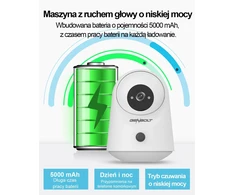 GENBOLT vidaus IP saugumo kamera su 2K raiška, Wi-Fi, 5000 mAh baterija, judesio aptikimu, GB108K