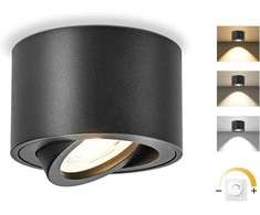 GeyouLux LED lubinė šviestuvo lempa, 5 W, reguliuojama šviesos temperatūra, Ø80 × 50 mm, juoda