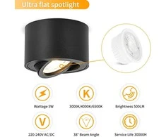 GeyouLux LED lubinė šviestuvo lempa, 5 W, reguliuojama šviesos temperatūra, Ø80 × 50 mm, juoda