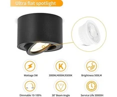GeyouLux LED lubinė šviestuvų rinkinys, 5 W, apvalūs, 3 spalvų temperatūros, juodi, 4 vnt.