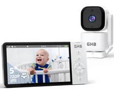 GHB elektroninė auklė su kamera, 5 colių HD ekranu, 720p, 2,4 GHz FHSS, ABM720F