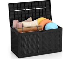 GIANTEX sodo dėžė 380 l, vandeniui atspari, su ratukais ir dangčiu, 111 × 56 × 61 cm, juoda
