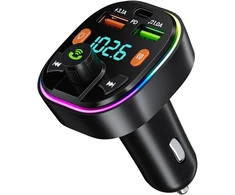 GlasFlength automobilinis Bluetooth FM siųstuvas su laisvų rankų įranga, USB-C PD 20 W