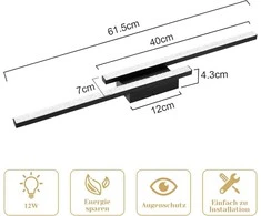 Lubinis šviestuvas Glitzerlife LED lubų šviestuvas, 12 W, šiltai balta 3000 K, metalinis korpusas, juodos spalvos, modelis SJ201