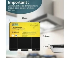 GOLDEN ICEPURE filtrų įdėklai gartraukiui, aktyvintos anglies, 23,3 x 21,6 x 2,2 cm, suderinami su Siemens LZ53251, Bosch DHZ5325, Neff Z5101 x 1,2 vnt. GP-CHF006-2PACK