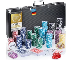 GOODS+GADGETS pokerio rinkinys su aliuminio lagaminu, 500 žetonų, kortos ir priedai, juodas