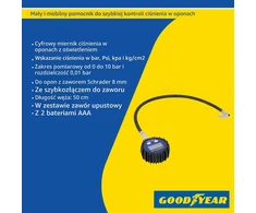 Goodyear skaitmeninis padangų slėgio matuoklis su 50 cm žarna, 0–10 bar, 11124